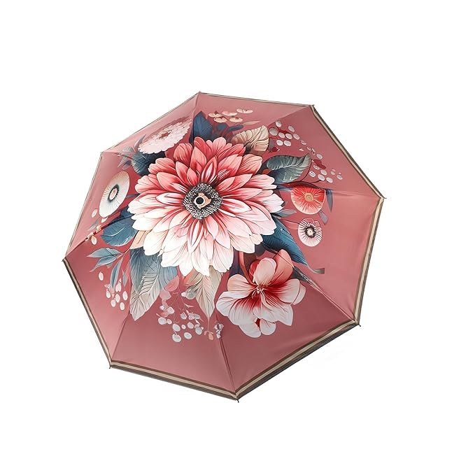 ngel Flower Print Folding Umbrella || Designer Fancy Umbrella For Rain And Uv Protection || Windproof And Waterproof Umbrella For Men And Women-picture-30