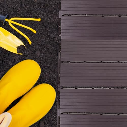 Azulejos de suelo entrelazados imitación madera pack de 4 piezas para balcón 6