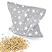 Amilian Cojín de huesos de cereza 22 x 22 cm, cojín térmico, cojín de semillas de cereza, cojín para niños y adultos, ideal como cojín de masaje, cojín frío con estrellas pequeñas, color gris