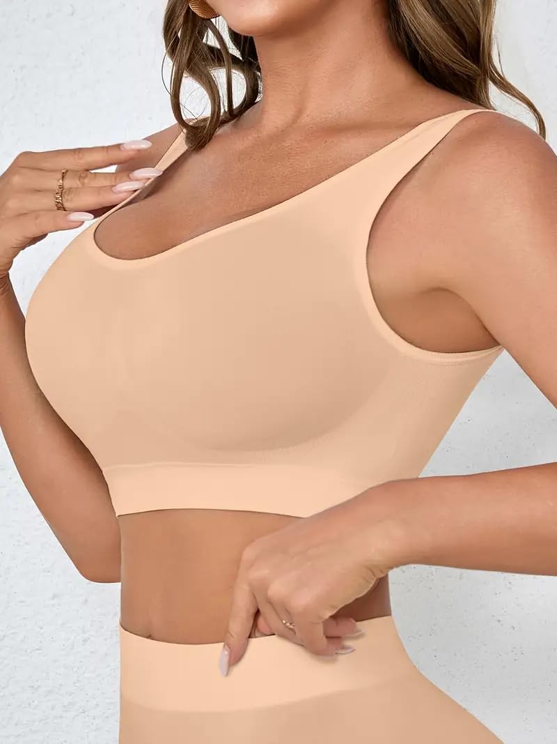 Boolavard 3 Pack (TM) - The Ultimate Comfort Bra. Seamless Support Comfort Sport Stretch Action Leisure Black White Nude