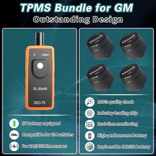 Image of Masoll TPMS Sensor for GM Chevy Silverado Buick Cadillac GMC, DIY Install