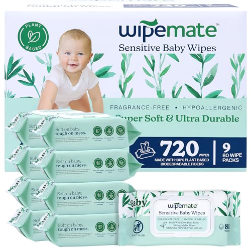 Wipemate Toallitas para bebé Sensitive 80 unidades [paquete de nueve unidades]