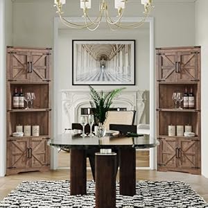 Jxqtlingmufarmhousecornercabinettallcornerbathroomstoragecabinetwithbarndooradjustableshelvesforlivingroomkitchenutilityroomrusticbrown Urban Country Home Decor Jxqtlingmu farmhouse corner cabinet tall corner bathroom storage cabinet with barn door adjustable shelves for living room kitchenutility room rustic brown urban country home decor