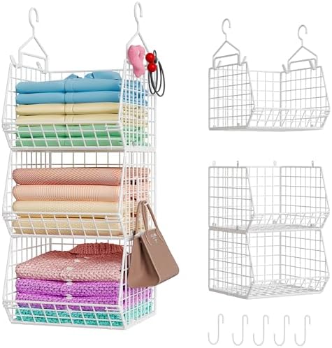 X-cosrack 3 Tier Foldable Closet Organizer, Clothes Shelves with ...