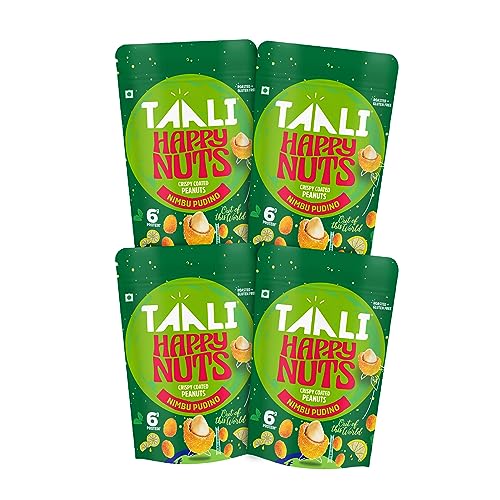 Image of Taali Coated Flavour Peanuts | Nimbu Pudina | Crispy, Roasted Not Fried, Happy Nuts, No Palm Oil, No Maida, 140g (Pack of 4)