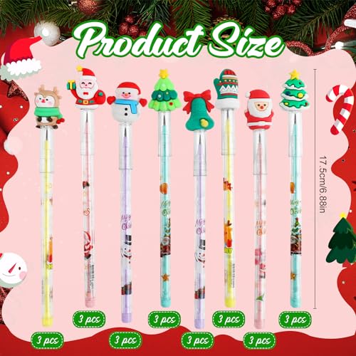 DIYASY 24 lápices mecánicos navideños apilables miniatura 2