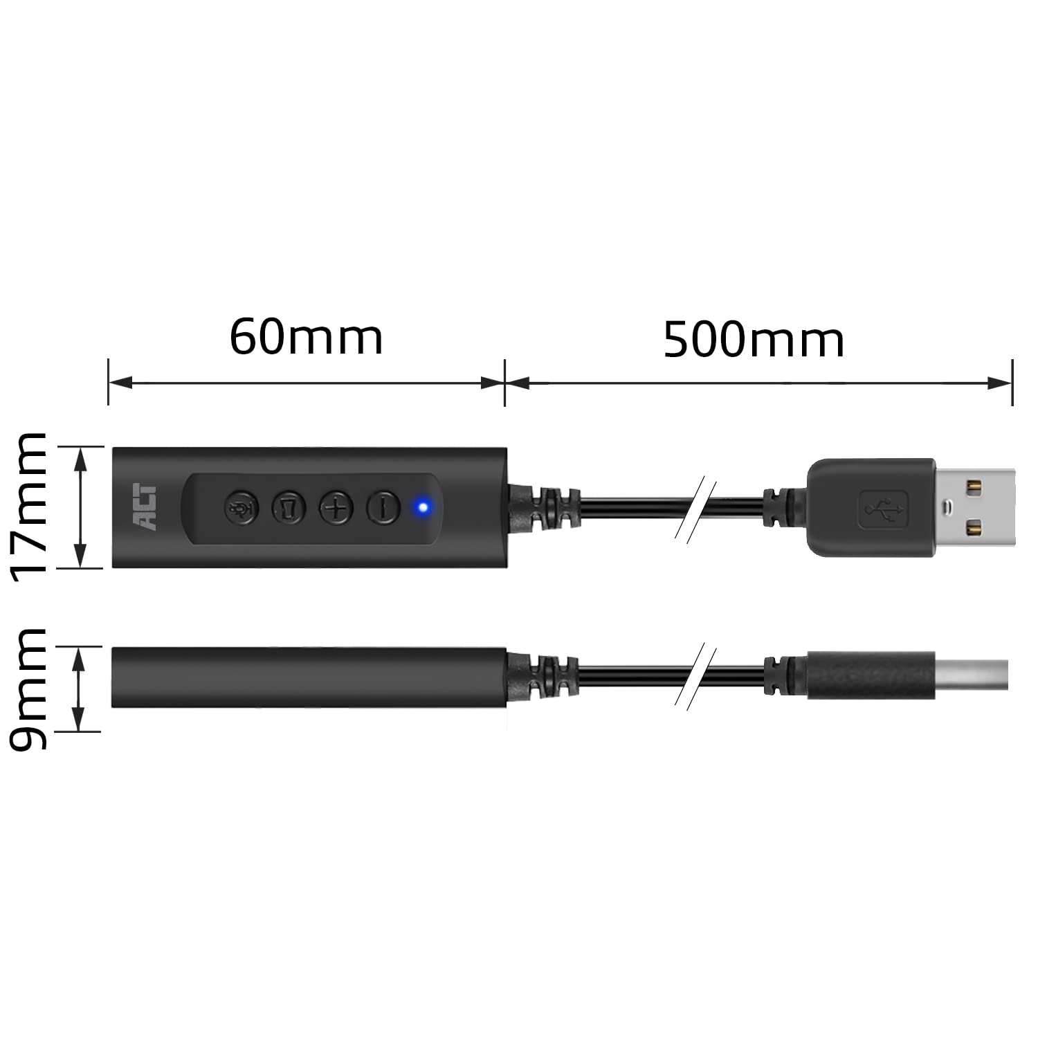 ACT AC9360 AC9360 karta dźwiękowa USB, gniazdo USB na jack 3,5 mm, z regulacją głośności, zewnętrzna karta dźwiękowa USB, łączy audio i mikrofon AUX z komputerem PC/laptopem