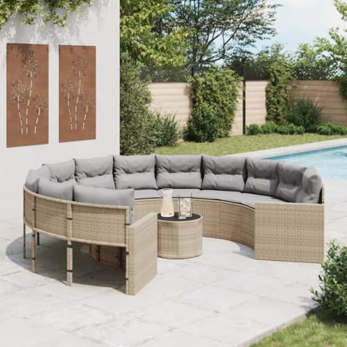 SDWEHO7 Gartensofa Poly Rattan Lounge Sofa Outdoor Sitzgruppe mit...