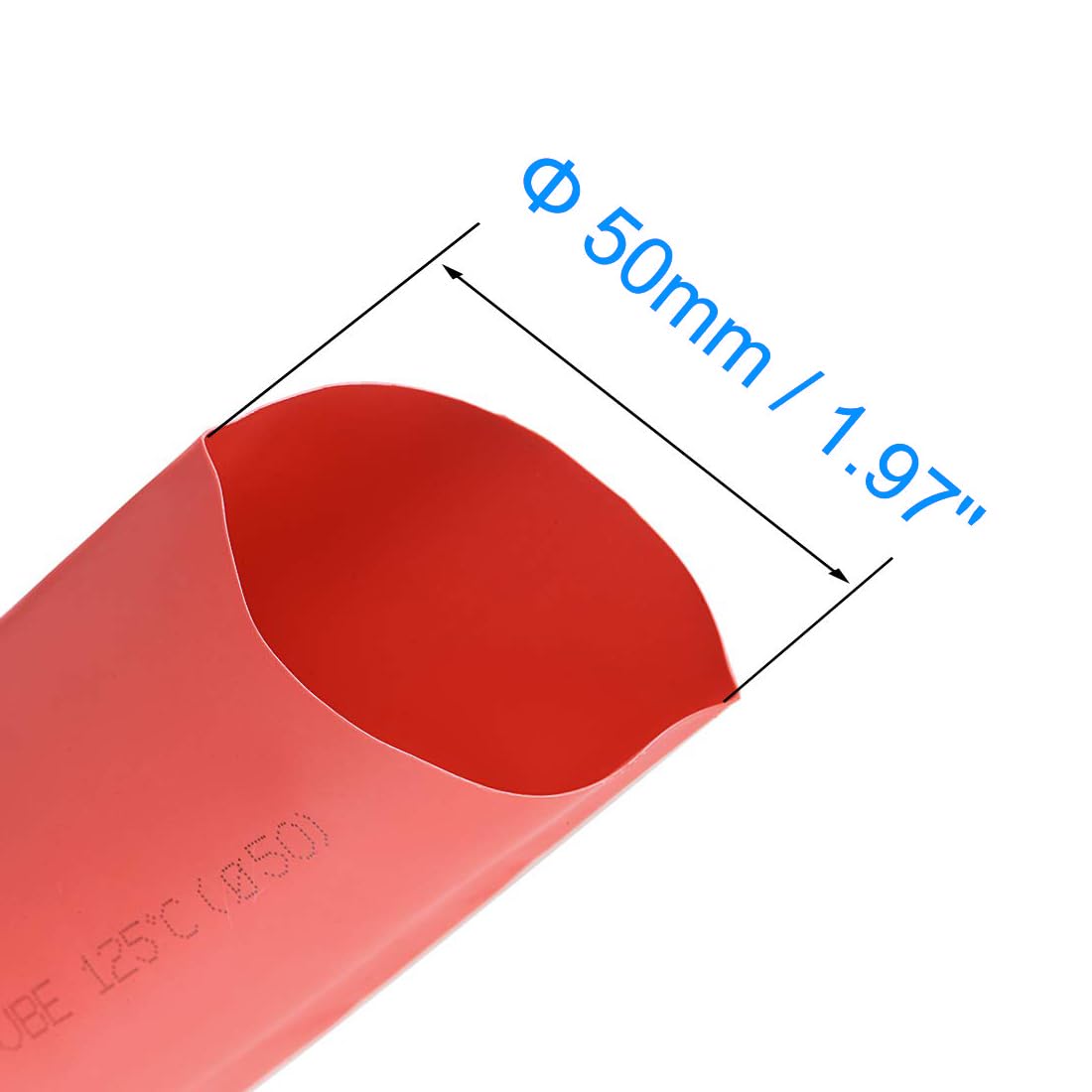 Unifizz Heat Shrink Tubing 50mm Dia 80mm Flat Width 2:1 Ratio Shrinkable Tube Cable Sleeve 1m - Red - Image 2