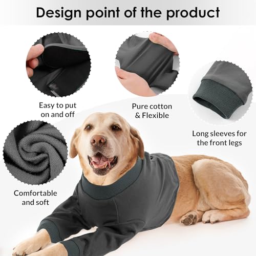 CITÉTOILE Hundebody Nach Op, Wundschutzanzüge für Hunde Mit Bein, Vornebeinschutz für Verletzung Hund, Anti-Wundlecken Op Body Hunde, E-Kragen Alternative, Grau, S