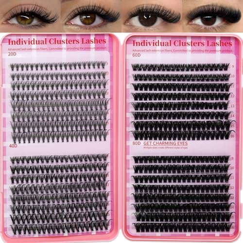 Lash Clusters 4 Style DIY Lashes Clusters Eyelash Clusters False Eyelashes Cluster Eyelash Extensions Wispy Lash Clusters Pestaas Postizas Naturales Soft Cluster Lashes(640pcs 20D+40D+60D+80D 9-16mm)