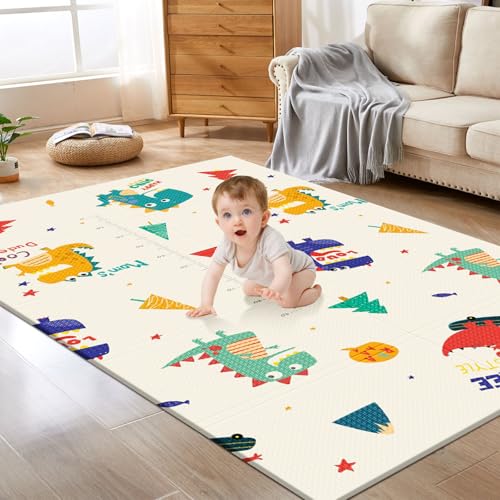 Image of XVISHX Baby Play Mat, 74 x 50 Inch Play Mat Perfect for Use Baby Playpen, Foldable Baby Foam Playmat for Floor, Portable Waterproof Activity PlayMats for Babies, Infants and Toddlers