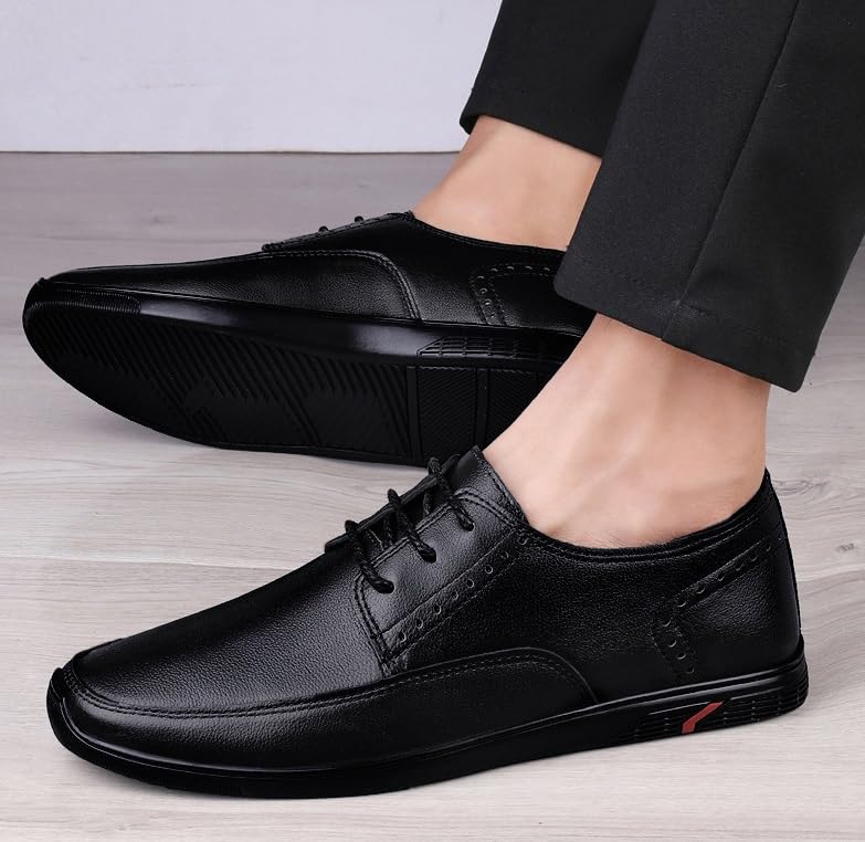 Men's Casual Walking Shoes Office Flats Mens Sneaker Low Top Lace Up Pointed Toe Casual Oxford Shoes Non-Slip Softsole Walking Derby Shoes4