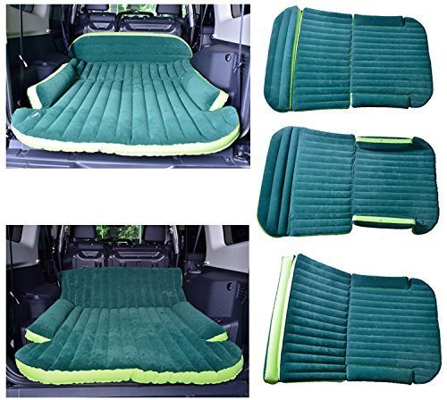 WOLFWILL SUV Dedicated Mobile Cushion Extended Travel Mattress Air Bed Inflatable Thicker Back Seat (Green)
