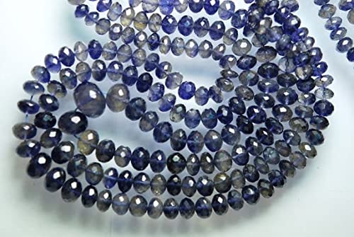 Iolite faceted rondelles 16'' strand genuine natural water sapphire 5-8mm