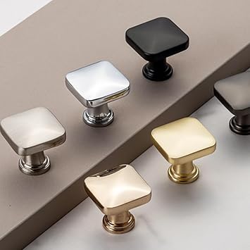 Square Kitchen Cabinet Knobs Drawer Knobs, 6Pcs Square Knob Single Hole Cabinet Hardware for Dresser Drawer Cabinet Pulls Drawer Knobs Cabinet Knobs (Light Gray)