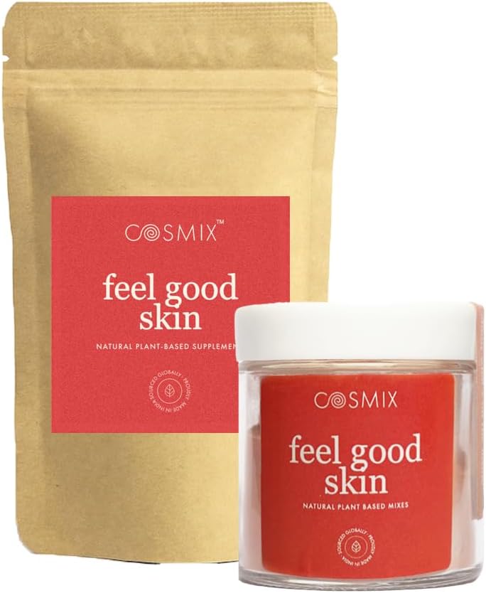 Feel Good Skin | For Nourished and Healthy Skin| Supports Collagen Production | Superfood Blend with Bamboo Shoot & Centella | 60g (Jar + Refill Pouch) - 40 servings each | Plant Based