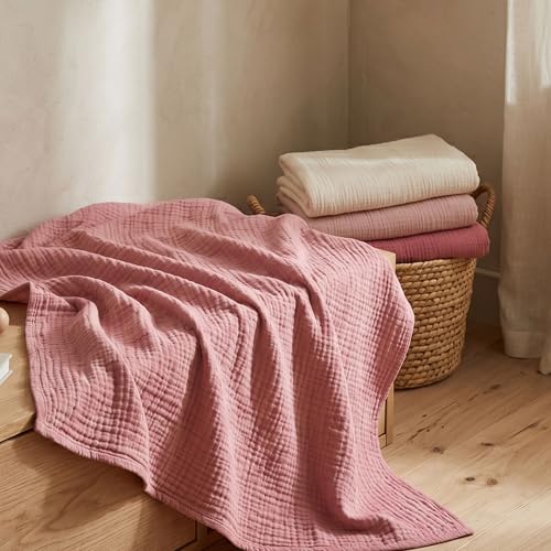 Image of Muslin Swaddle Blankets for Newborn, 4 Pack Breathable Soft Receiving Blanket, Large 38 x 40 inches Swaddle Wrap Burping Clothes, Essentials Infant Shower Items, Toddler Gift (Sweet Pink)