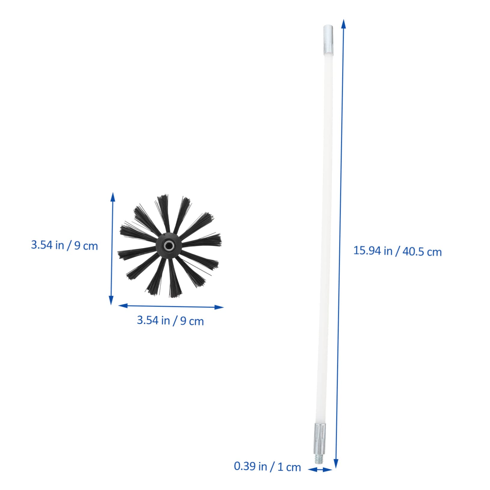 Set Spazzola Canna Fumaria 12 Pezzi Bianco per Pulizia Stufa | Nailon e Pe, Aste Smontabili e Allungabili, per Condotto Cucina e Sfiato, Pulizia Completa