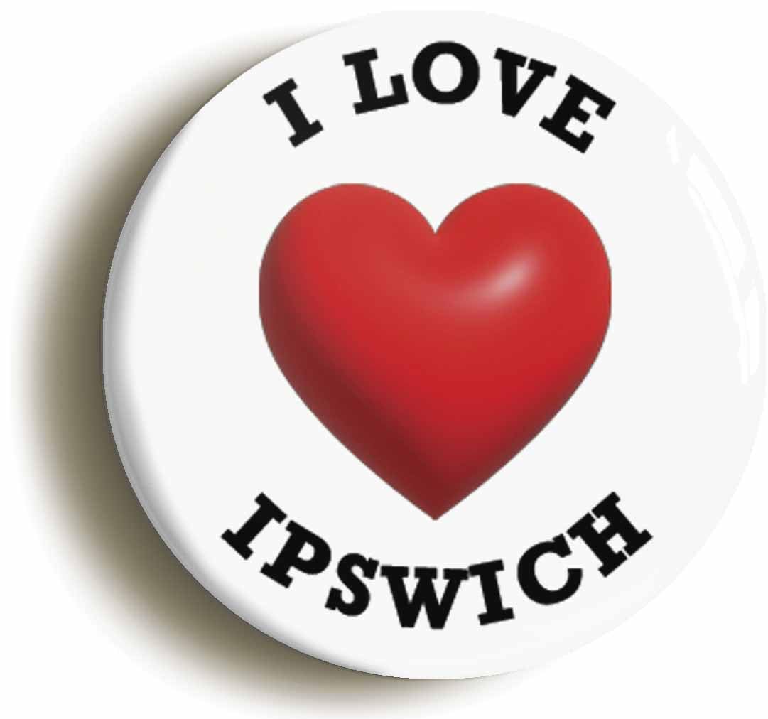I Heart Love Ipswich Location Fridge Magnet (Circular 2inch / 50mm Diameter)