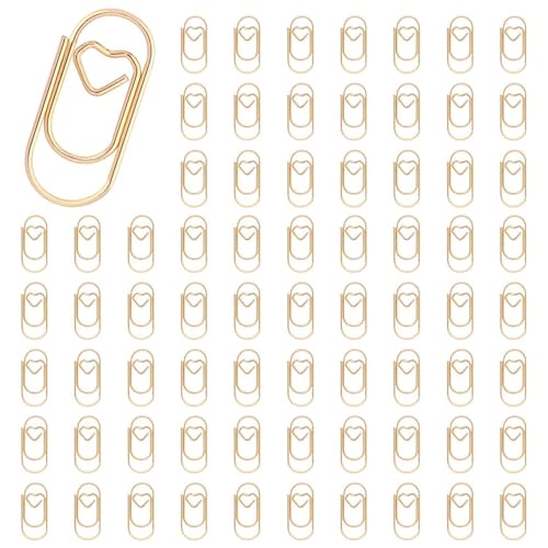 Hlsicnalm(ヘルシンキ) 450個 ゴールドのかわいいペーパークリップ ミニクリップ ハート型のペーパークリップブックマーククリップ 事務用品学校向け