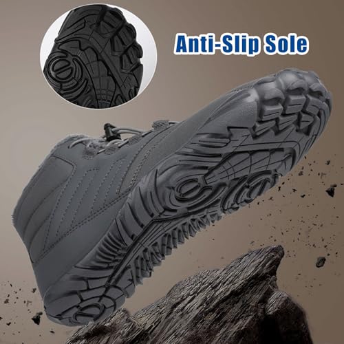 Image of Men's Women's Winter Barefoot Hiking Boots, Slip On Warm Zero Drop Snow Boots, Wide Toe Box Booties, Waterproof Shoes Sneakers Hike Shoes for Hiking Walking Outdoor Unisex