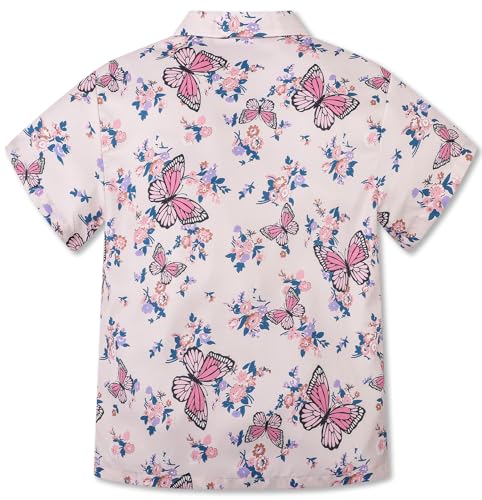 Image of Betusline Girls' and Womens' Hawaiian Shirt Blouse Button Down Beach Shirts