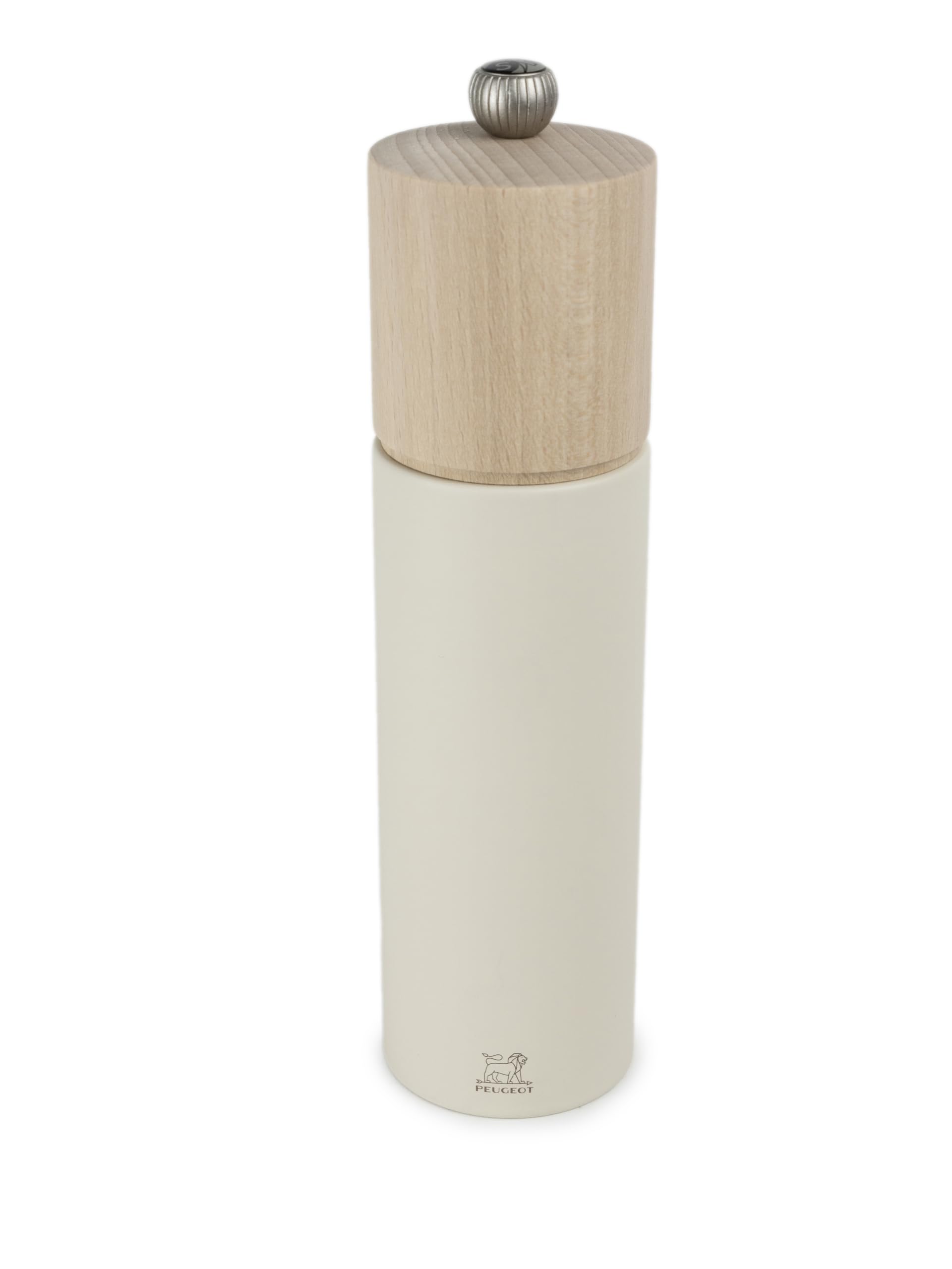 PEUGEOT - Salzmühle Boreal 21 cm - Klassische Mahlgradeinstellung - Innovatives Zirlion-Mahlwerk für pulverfeines Salz - Aus PEFC-zertifiziertem Buchenholz - Französisches Know-how - Federweiß