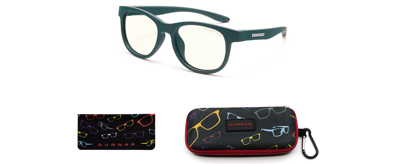 GUNNAR - Blue Light Glasses for Kids (age 4-8) - Blocks 65% Blue Light - Rush, Onyx, Amber Tint