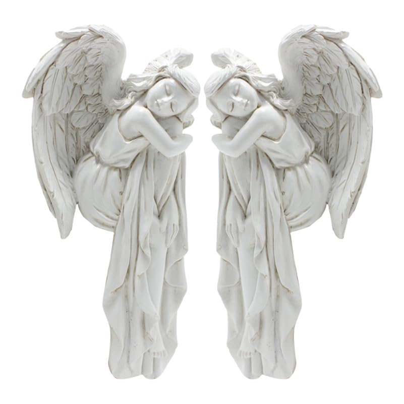 DOITOOL Türrahmendekoration Engel 2Er Set Schlafende Engel Figuren Aus Resin Klassische Engelsornamente Für Wohnkultur Fensterdeko Und Weihnachtsdeko Links Und Rechts 6.30X3.15X1.46 Zoll