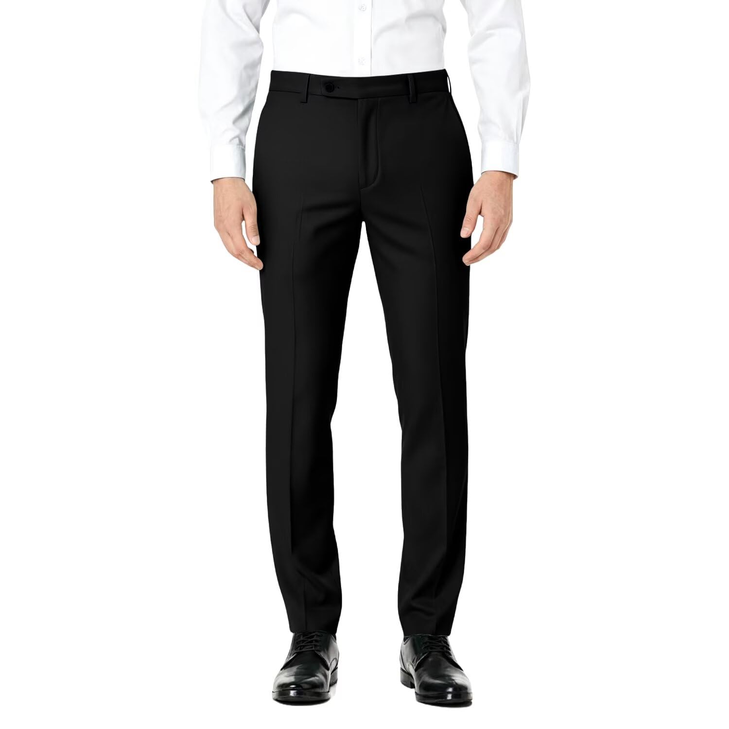 Bofan Mens Suit Pants Expandable-Waist Flat Front Straight Fit Suit Trousers for Men