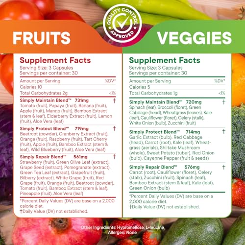 Simply Nature's Pledge - Packed with Over 40 Different Fruits & Vegetables - Made with Whole Food Superfoods - with High Beta Carotene – 100% Soy Free - 90 Count (Pack of 2) - Image 3