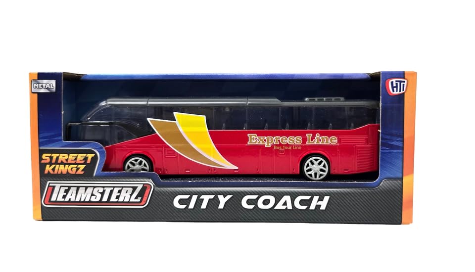 CELINO making your day City Bus Coach Passenger Diecast Vehicle Kids Children Boys Toys Gift (Red)
