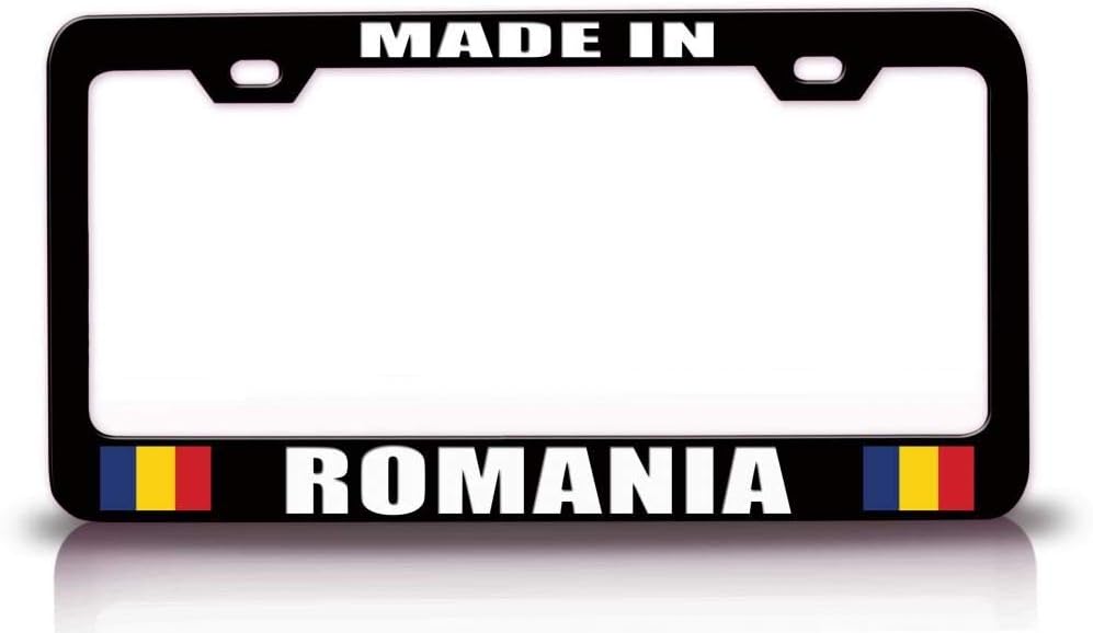 Made in Romania Flag Metal Car SUV Truck License Plate Frame Bl h25