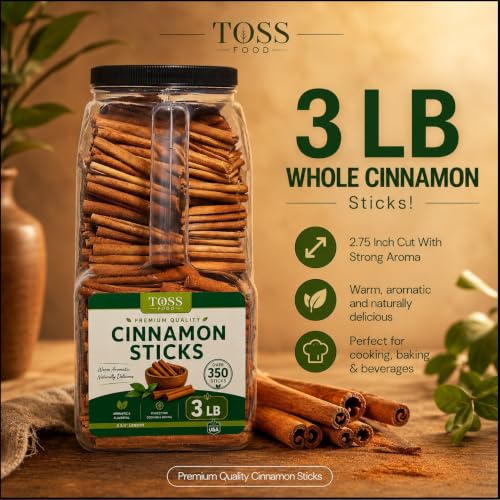 Cinnamon Sticks Whole Bulk 3 LB Jar - 2.75 Inch Cut With Strong Aroma, Perfect for Crafts,Baking, Cooking & Tea- 350+ Cassia Cinammon Stick - Image 3