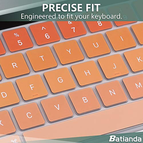 Batianda Keyboard Cover Compatible With Newest Macbook Pro 13 2022 M2 2020 M1 A2338/A2289/A2251 Model & Macbook Pro 16 Inch 2019 A2141 Waterproof Dust-Proof Protective Keyboard Skin, Gradient Orange #TOP5