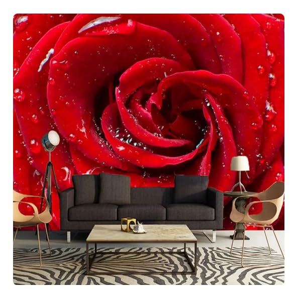 Papier peint mural personnalisé roses 3D grand format intissé salon TV 200x140