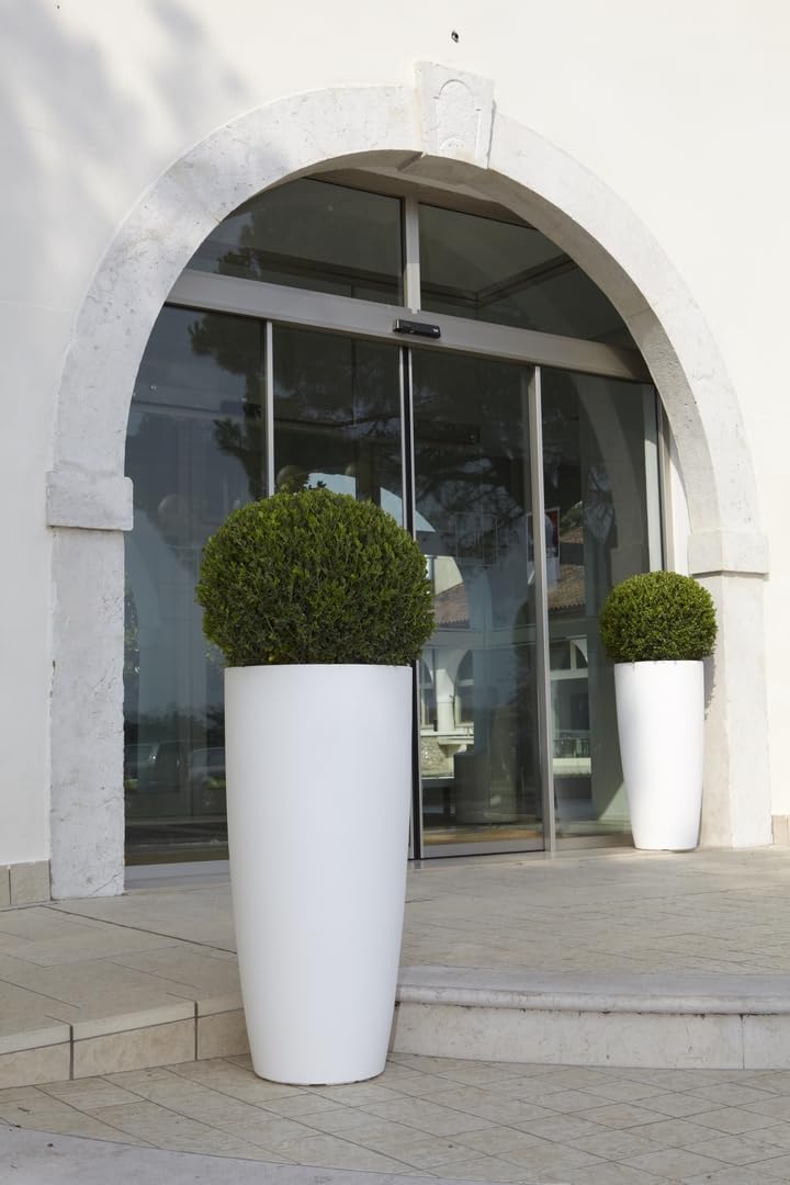 Nicoli vaso cilindrico rotondo Talos, in resina, per interno ed esterno, diametro cm 33x70, fioriera elegante (ELEGANCE CENERE)