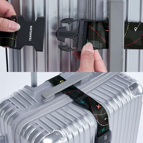 Image of Travelkin Luggage Straps TSA Approved, Suitcase Straps with TSA Lock | Adjustable, Cross luggage belt strap, combination lock, Travel,Reinforced Buckle,multiple colors, locking suitcase belt