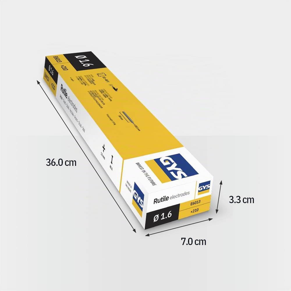 GYS, Métal d'Apport MMA, 210 Baguettes/Électrodes de Soudage Enrobées Rutiles E6013 Ø 1,6 mm x 300 mm, Demi-Étui, Pour Soudage Acier Toutes Positions