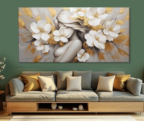 Peinture abstraite fleur fille 60x120cm sans cadre toile