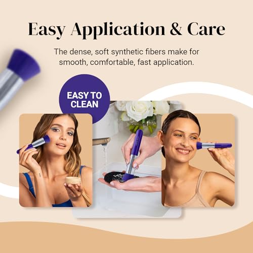 Image of Keshima Foundation Brush Flat Top Kabuki - Premium Foundation Brush for Liquid Makeup, Cream, and Powder - Buffing, Blending, and Face (Regular Size, Neon Purple)