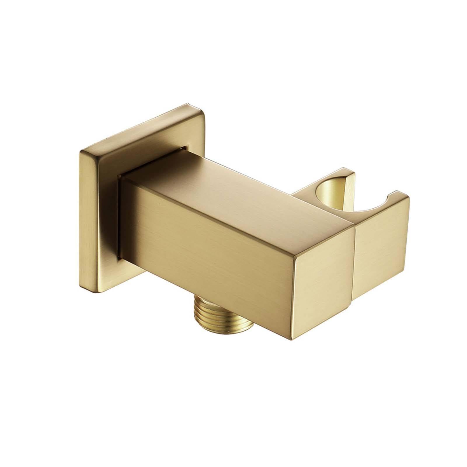 Soporte Ducha Pared Montado en La Pared Soporte Alcachofa Ducha Rotación Oro Cepillado Soporte Ducha Latón Soporte de Ducha Cuadrado Soporte para Ducha Estilo de Lujo Ligero