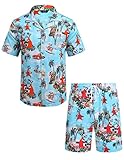 COOFANDY Mens Christmas Shirt Santa Snowman Button Down Shirts and Shorts Party Outfits
