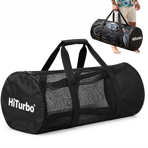 Hiturbo 100L Duffel Scuba Bag: Diving Surfing Snorkeling Kayaking Boating Spearfishing Water Sports Gear Bags - Swimmer Equipment Carry Bag for Beach Pool Travel - Mesh