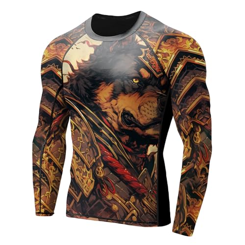 Desantiago Compression Shirt 4-Way Stretch Construction, Jiu Jitsu Rash Guard Men Long Sleeve
