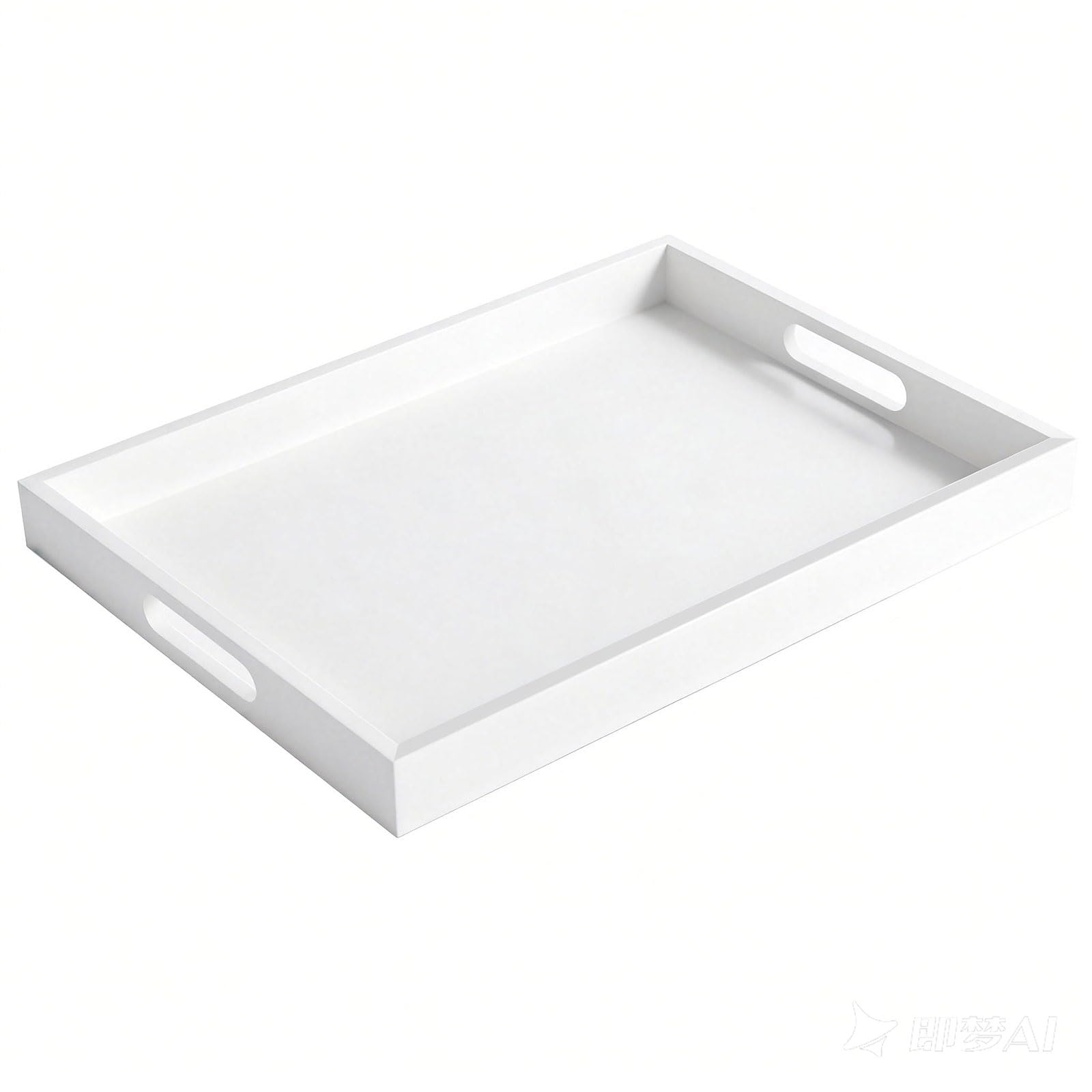 Photo 1 of Krismax Wooden Serving Tray with Handles, 15.7x11.4 Inch, White