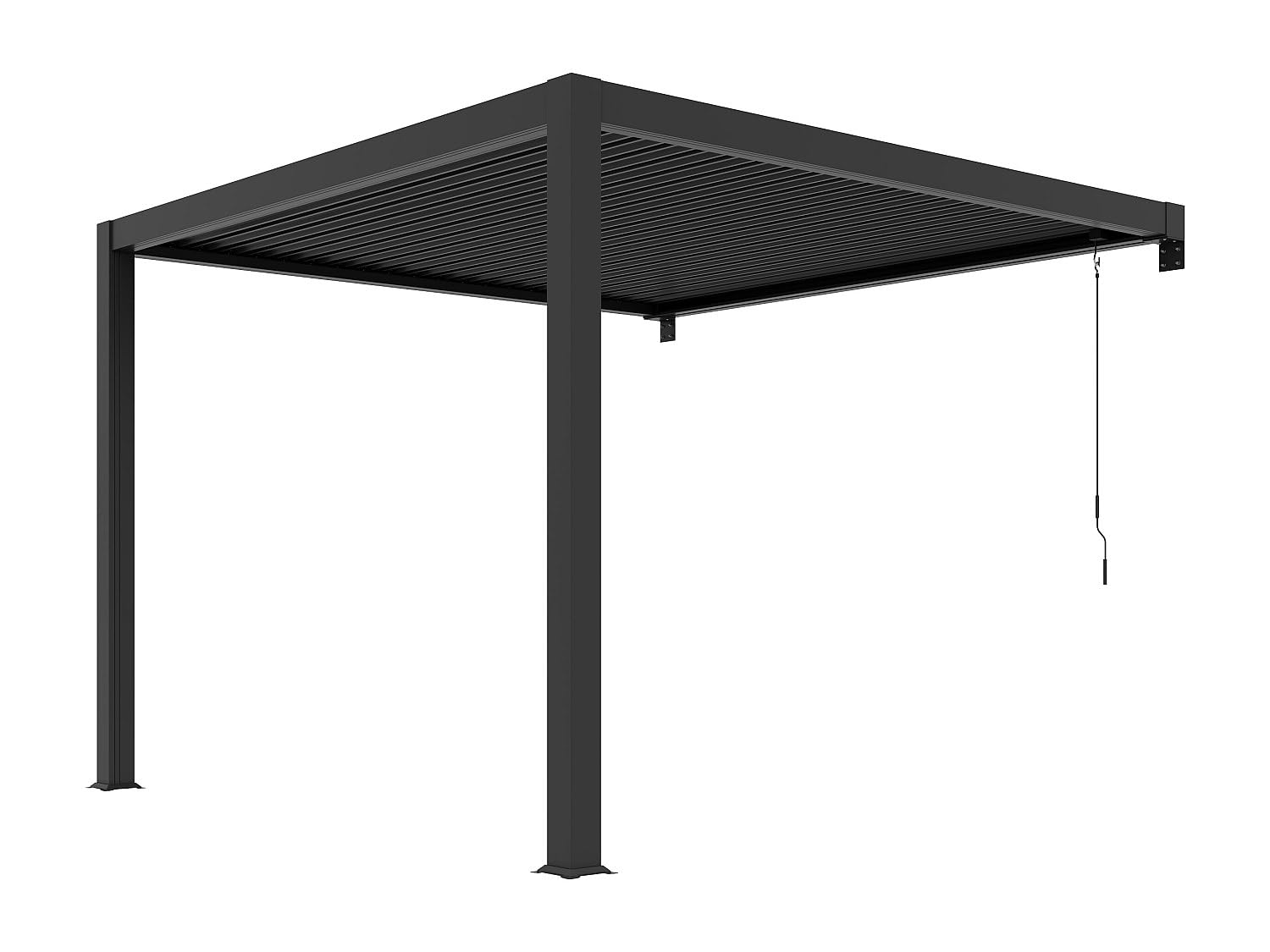 Vente-unique - Pergola adossée bioclimatique en Aluminium avec Lames orientables 9,36 m² - Anthracite - SERADO