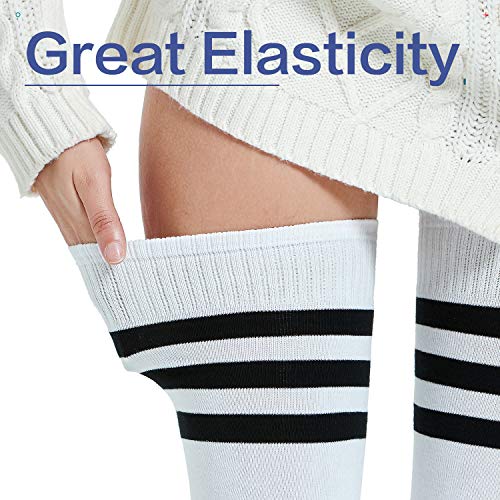 Image of Kayhoma Extra Long Cotton Stripe Thigh High Socks Over the Knee High Plus Size Stockings