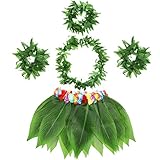 5 Pieces Tropical Fern Leaf Lei Party Accessory Artificial Leaves Garland Necklace Headband...